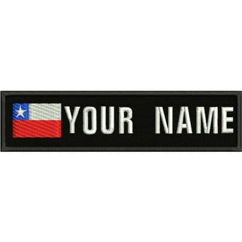 Chilean flag Chile 10X2.5cm Embroidery Custom Name Text Patch Stripes badge Iron On Or Velcro Backing Patches For Clothes Hat