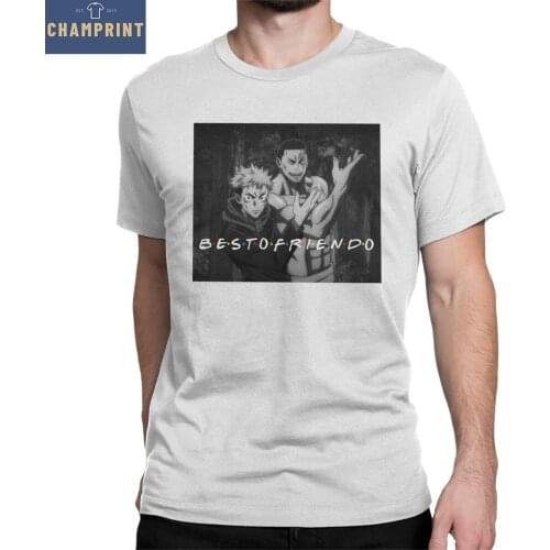 Men My Besto Friendo Jujutsu Kaisen T Shirts Anime Pure Cotton Tops Fun Short Sleeve Round Collar Tee Shirt Summer T-Shirt