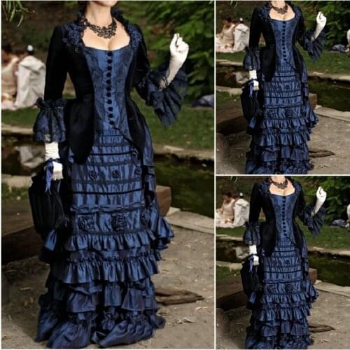 Tailored!Royal Gold Vintage Costumes Duchess Princess Civil war 18th Rococo Marie Antoinette DRESS Victorian dresses HL-374