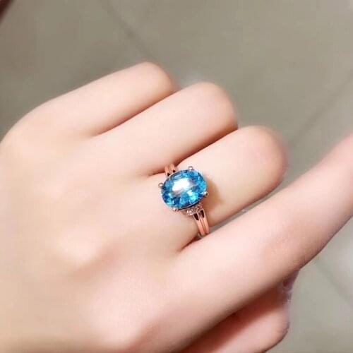 High-Quality Blue Topaz Gemstone Trendy Ring S925 Silver Charm Fine Fashion Jewelry for Women Free Shipping Hot Sale