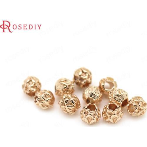 10PCS 5x5MM 24K Champagne Gold Color Plated Brass Lotus Spacer Beads Bracelet Beads High Quality Diy Jewelry Accessories