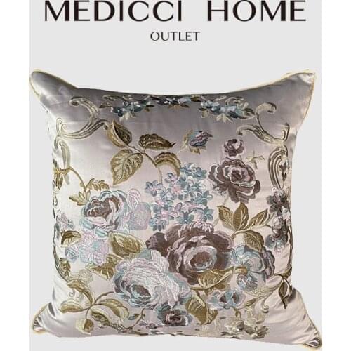 Medicci Home New Chinese Style Cushion Cover French Modern Peony Flowers Embroidered Pillow Case For Livingroom Sofa Chair Bed