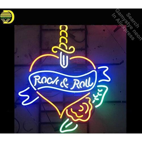 Neon Signs for Rock Roll Heart Neon Light Sign Handcrafted arcade Neon Bulb Lamps Commercial Decorate Room dropshipping