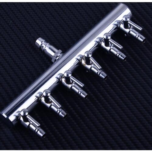 Stainless Steel Air Splitter Aquarium Accessories 6 Ways Airline Tubing Fish Tank Air Flow Controller Pump Switch Lever Valve