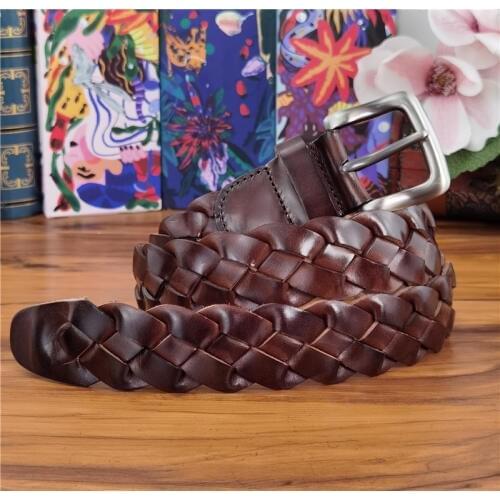 Braided Belt Luxury Leather Men Belt Ceinture Vintage Womens Belt Real Leather Belts For Women Waist knitted Belt Lady MBT0508