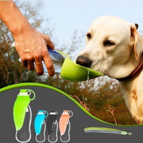 Pet Portable Outdoor Water Bottle Leaf Design Cup Multifunctional Silicone Travel Sports Kettle 580ml Cat Dog Drinking Fountain
