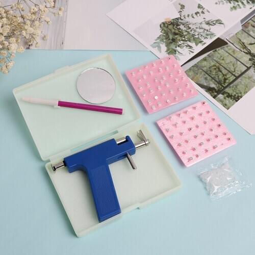1Set New Stainless Steel Professional Blue Ear Piercing Gun Safety Earring Body Piercing Gun Tools Kit Jewelry Tools