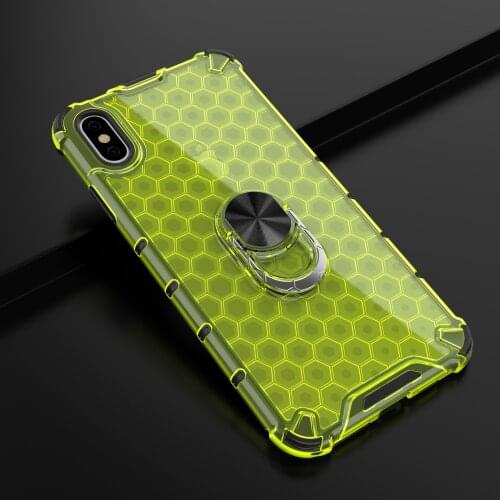 Honeycomb Rugged Armor Ring Stand Shockproof Case For iPhone XS Max Hard Shell For iPhone 11 Pro Max 8 7 6S 6 Plus Back Cover