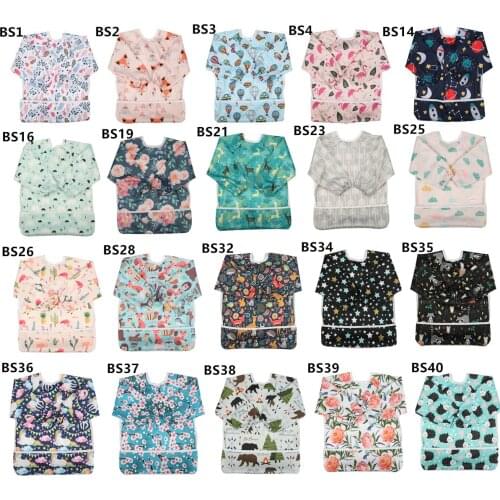 [Sigzagor]10 Baby Bibs Waterproof Long Sleeves Shirt Clothing Toddler Painting Drawing With Pocket 1-3 years old 19 Choices