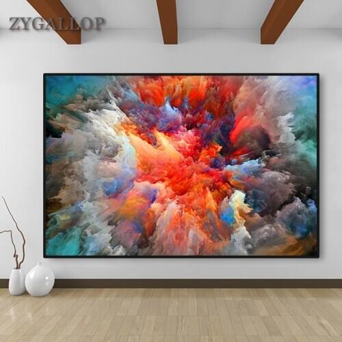 Modern Abstract Wall Art Colorful Clouds Canvas Painting Nordic Wall Pictures For Living Room Home Decor Frameless Wall Painting