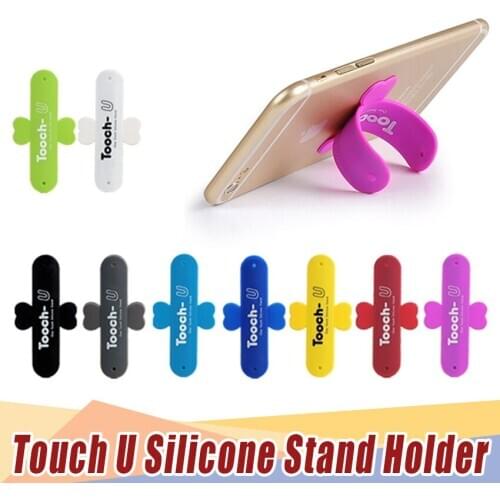 Universal Mini Touch U One Touch Silicone Soft Phone Stand Ring Mount Holder For Smartphone iPhone Samsung Phone Grip 300 pcs