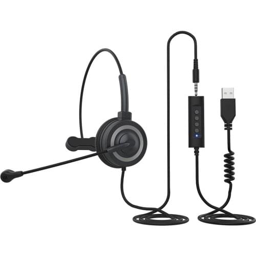 USB Headphone Center Headset PC Computer USB 3.5mm Call Center Business w/ Mic Telephone Operator Headphone