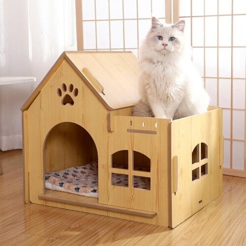 Pet Villa Detachable Wooden Cat House Dog House Pet with Window with Door Outdoor Cabin Indoor and Outdoor High Quality Villa