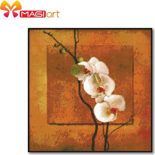 Cross stitch kits Embroidery needlework sets 11CT water soluble canvas patterns 14CT Floral style White pear flower-NCMF216