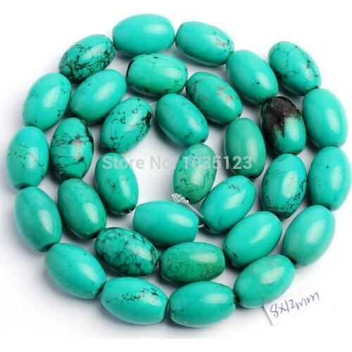 High Quality 8x12mm Blue Turquoises Oval Shape DIY Gems Loose Beads Strand 15" Jewelery Making w836