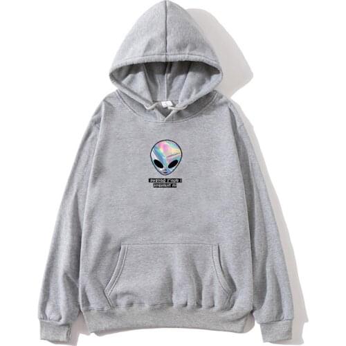 2020 Womens Streetwear Printed Long Sleeve Cotton Pullover Alien Hoodie Alien Color Mens Sports Hoodie Gray Hoodie