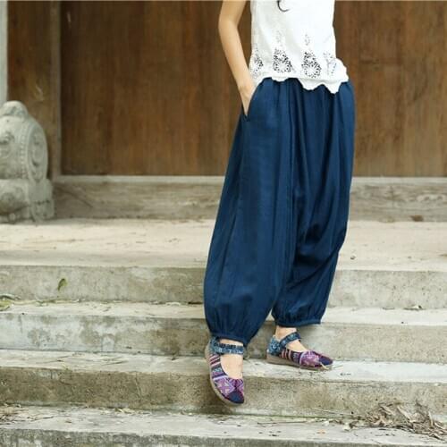 Women Yoga Pant Linen Nepal Wide Leg Loose Harem baggy Crotch Pant Bloomers Sweatpant Casual Jogger Running Workout Fitness Pant