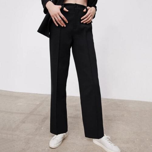 2021 New Spring Summer Fashion Women Business High Waist Black Straight Work Pants OL Office Lady Long Sim Fitness Trousers Suit