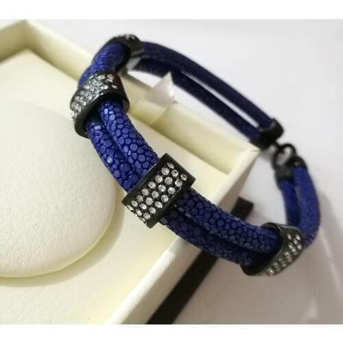10pcs)Beichong New Blue Stingray Leather Bracelets For Women Charm Stingray Bangle For Watch Bijoux Femme Pulseras Mujer