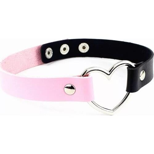 Gothic PU Leather Heart Choker Necklace Women Vintage Punk Collar Chocker Necklaces Party Cosplay Jewelry Gift Neck Accessories