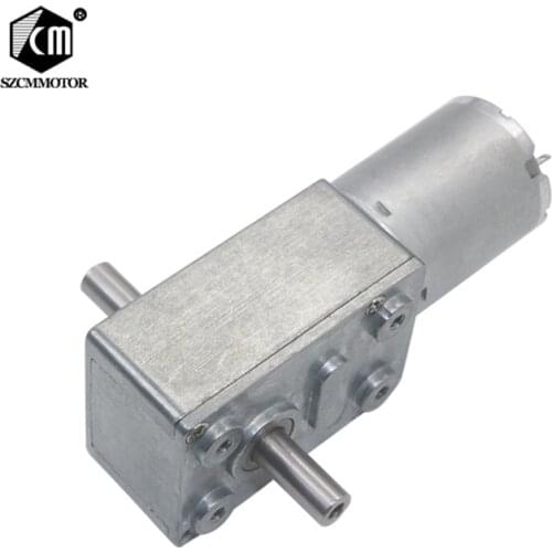 Diy Robot Geared Motor 6V-24V 2RPM to 150RPM Full Metal Gearbox High Torque Dual Output Shafts Worm Gear Motor