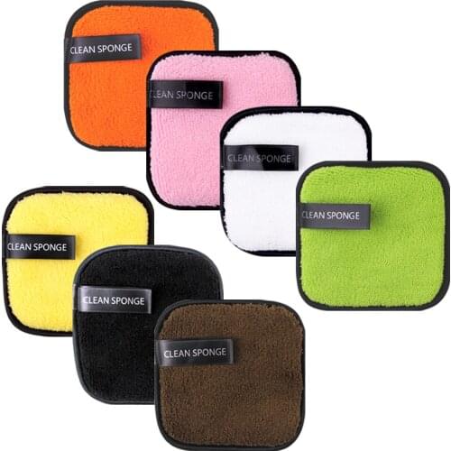 4pcs Reusable Makeup Remover Discs Microfiber Cotton Pads Cleaning Sponge Face Wipes Double Layer Remover Pads Skin Care Puff