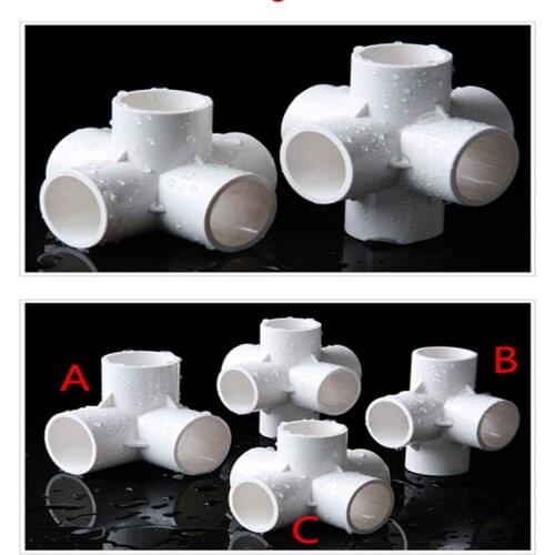 5 Pcs PVC 3/4/5-Way Side Outlet Elbow Straight Tee Elbow Pipe Fittings 20/25/32mm for Home Garden Water Connectors Shelf DIY