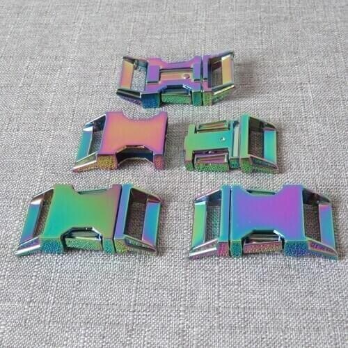 50Pcs 25mm Webbing Rainbow Metal Straps Belt Buckle For Pet Dog Collar Necklace Sewing Accessory Paracord Snap Hook Clip Clasp