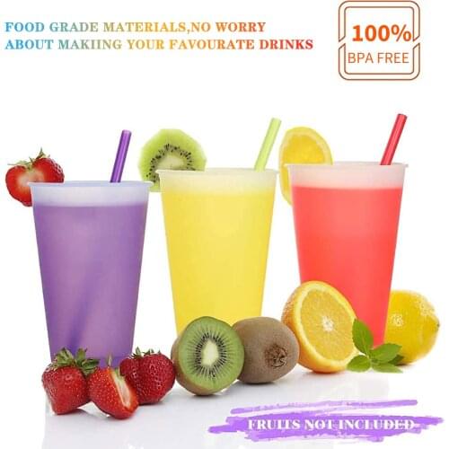 680ML 7pcs Colorful Plastic Cold Drinks Travel Tumbler with Lids Straws Reusable Good Sealing Straw Cup Outdoor Water Bottle