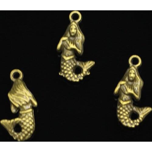 71pcs Antique Bronze Plated mermaid Charms Pendant For DIY Necklace Bracelet Jewelry Making DIY Handmade 22*12mm