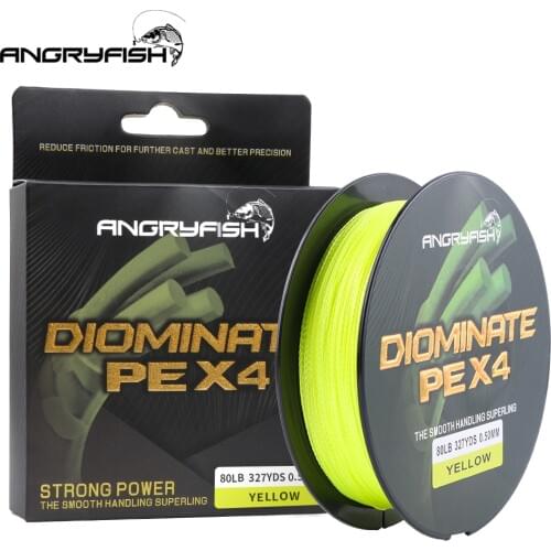 Angryfish D-braid 327Yds/300M Braided Fishing Line 4 Strands PE Multifilament Fishing Line Super Strong10-80LB