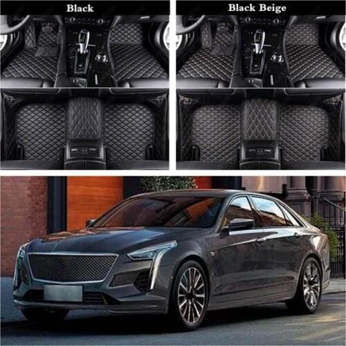 Car Floor Mats for Cadillac XT5 XT6 ATS CT5 CT6 CTS Escalade SRX XTS XT4 Luxury Leather Custom Car Foot Mats Auto Carpet Cover