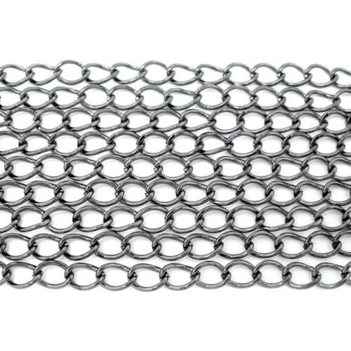Free shipping!!!!100M/Gunmetal Curb Chains 5x3mm Findings