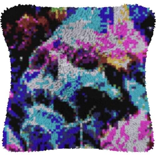 Latch Hook Cushion Color Skull with Heart Pillow Case Canvas Acrylic Yarn Latched Hook Pillow Kits Crochet Cushion Cover