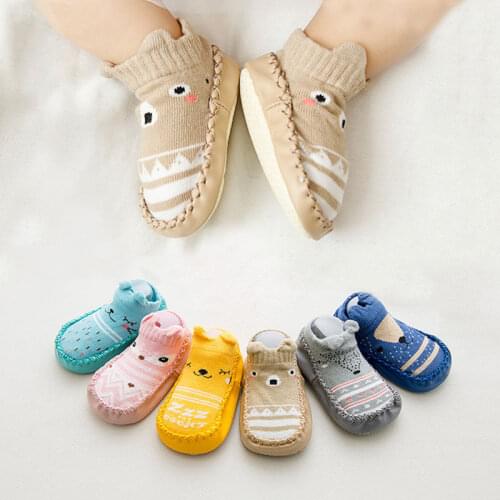 Baby Shoes Socks Children Infant Cartoon Socks Baby Gift Kids Indoor Floor Socks Leather Sole Non-Slip Spring Autumn Socks
