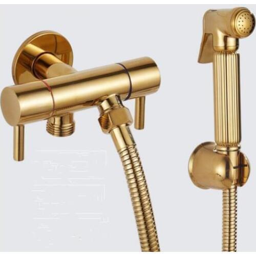 Double Use Bathroom Bidet faucet toilet bidet shower set Portable bidet spray ABS gold shower holder & 1.5 m hose hand held