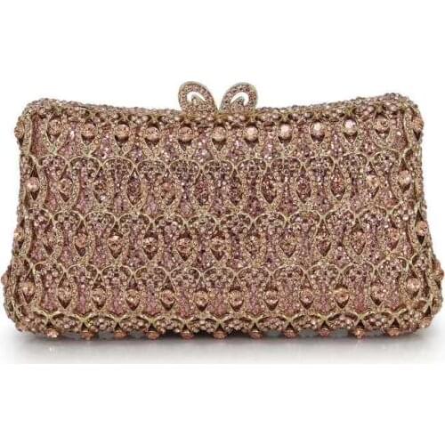 Gold/Silver Color Diamond Rhinestone Purse Luxury Crystal Lady Small Phone Flower Clutch High-End Female Shoulder Chain Handbags