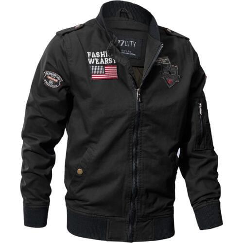 Military Style Airborne Pilot Jacket Men Tactical Flight Army Jacket Autumn US Flag Air Force Motorcycle Cotton Cargo Coat M-4XL