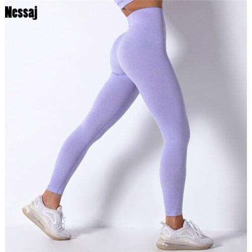 Nessaj 20% Spandex Seamless Leggings Women Sports Fitness Clothes Scrunch Butt Leggings Gym High Waist Pants Booty Workout Pants