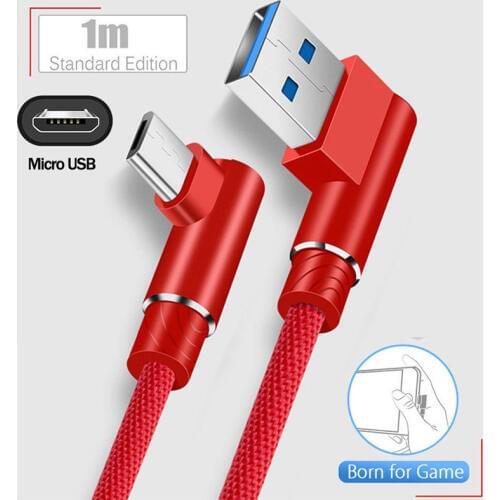 Micro USB Data Snyc FAST Charger Charging Cable 90 Degree Linen Weave Data Line For Android Samsung Huawei Xiaomi