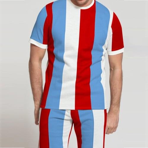 Mens Tracksuits 2021 Summer Striped Football Suit Sports Leisure Short-sleeved Shorts Training Suit Mens Joggers Set Clothes