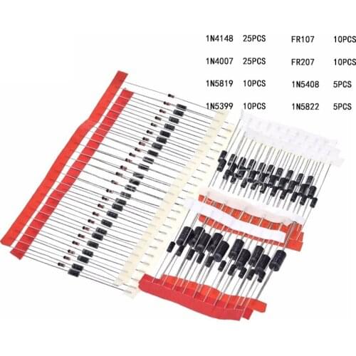 Fast Switching Schottky Diode kit set 1N4148 1N4007 1N5819 1N5399 1N5408 1N5822 FR107 FR207,8values=100pcs,Electronic Components