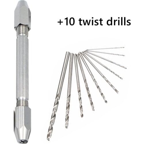 High quality double-headed hand twist drill set 0.5-3.2mm clamping drill twist drill wood drilling engraving drill hand tool