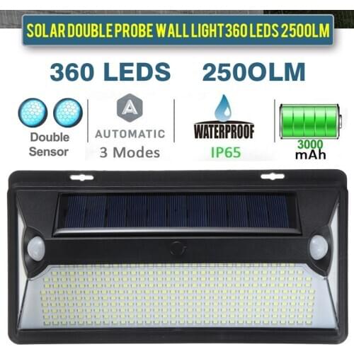 1Pcs 360 LED Solar PIR motion Sensor Wall Light For Gardens Walkways Stairs Outdoor Security Garden Wall Lamp