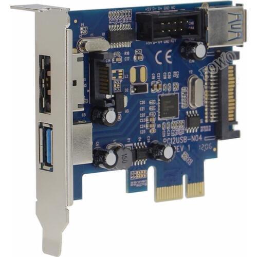 PCI express to 2 ports USB3.0 + Power eSATA Converter Card with 9pin USB + 15pin SATA Power Socket