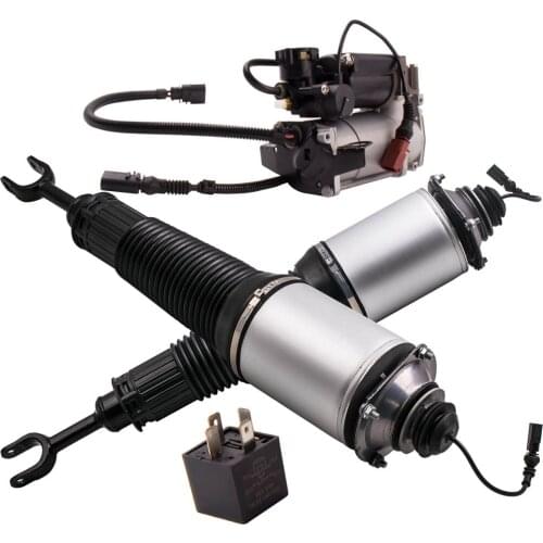 3PCS 4E0616040AF Front Air Shock + Air Suspension Compressor Pump For Audi A8 4E 2002-2010 V6/V8 cylinder engine 4E0616005D