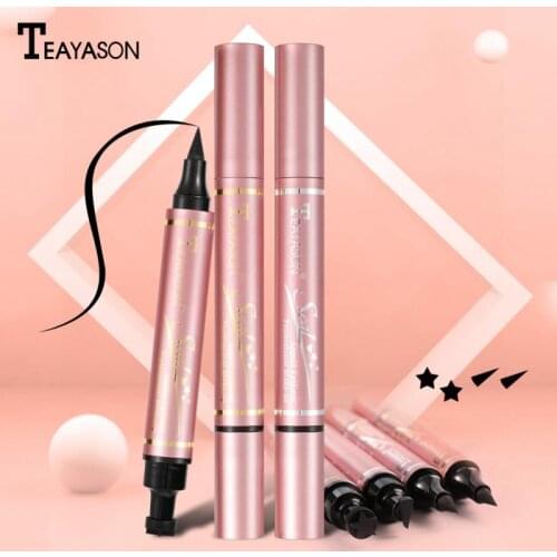 TEAYASON Double Head Rose Gold Seal Eyeliner Triangle Eyeliner 2 In 1 Waterproof Eye Liner Lasting Not Blooming Makeup TSLM1