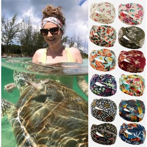 Bohemian Floral Headbands for Women Girls Cotton Print Summer Hairband Beach Outdoor Hair Accessories Headwrap Headwear Bandage