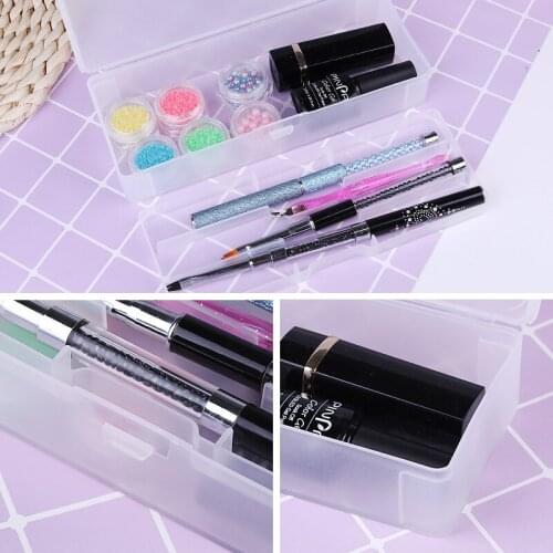 1Pc Rectangle Double-layer Nail Art Tool Empty Storage Box Tweezers Clippers Pens Polishing Nail Buffer Files Plastic Container