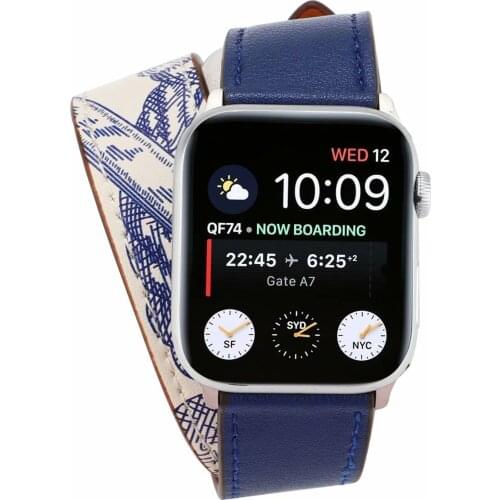 New Color Double Tour Genuine Leather Loop for Apple Watch Band 42mm 38mm 40mm 44mm Extra-long Strap for iWatch 6SE 5 4 3 2 1